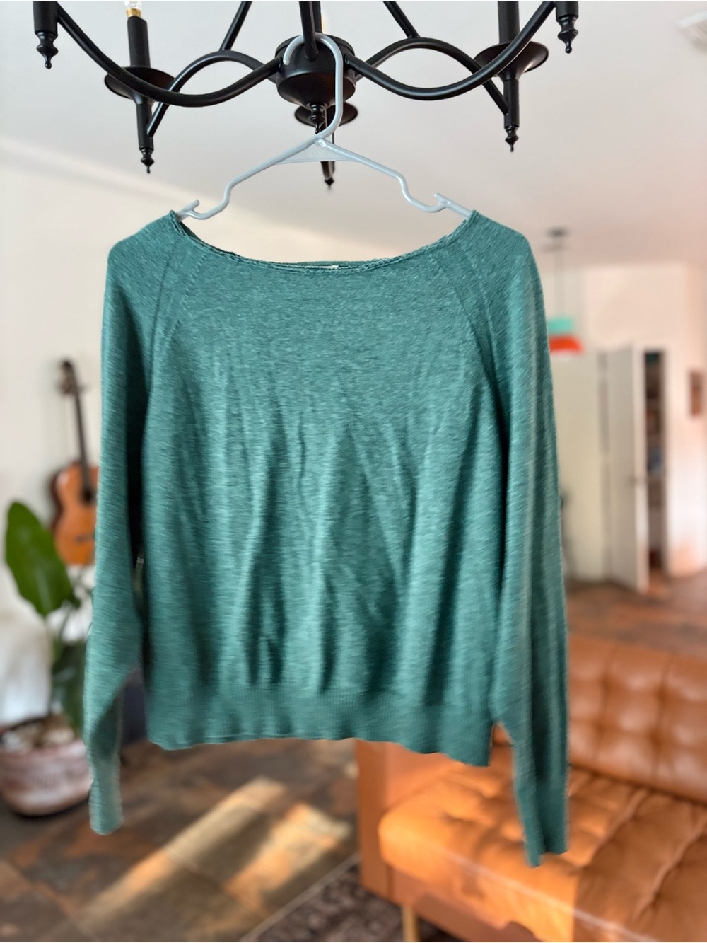 A New Day Heathered Green Boatneck Knit Sweater Medium